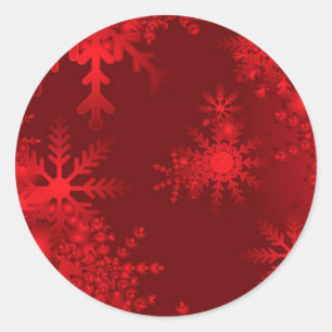 Red Snowflakes Classic Round Sticker