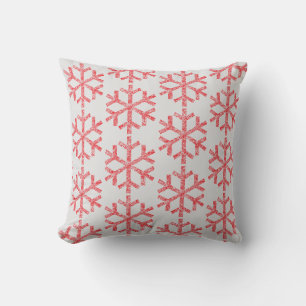 Red Snowflakes For Sofa Couch Chaise Lounge Cushion