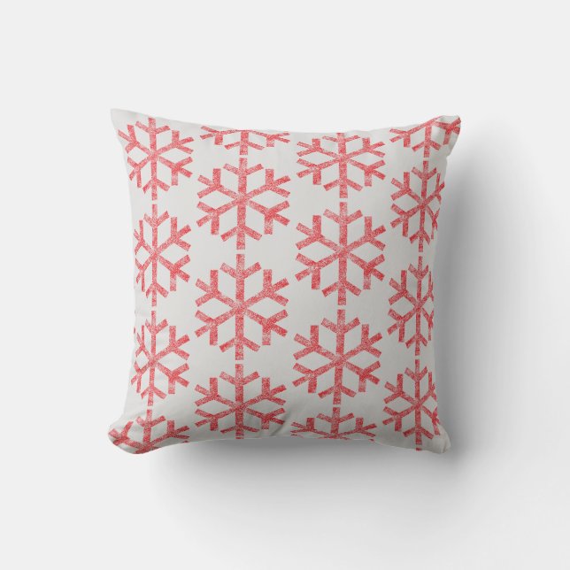 Red Snowflakes For Sofa Couch Chaise Lounge Cushion (Front)