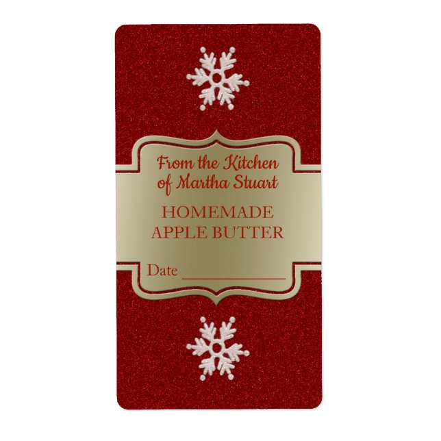 Red Snowflakes Homemade Apple Butter Canning Jar (Front)