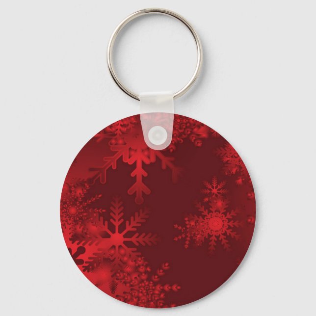 Red Snowflakes Key Ring (Front)