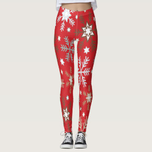 Red Snowflakes Leggings