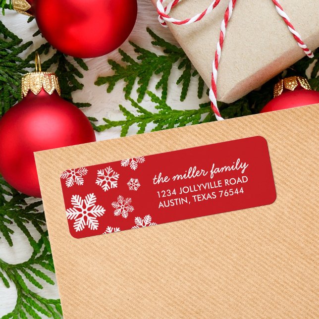 Red Snowflakes Personalised Address Labels (Creator Uploaded)