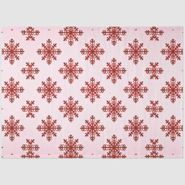 Red Snowflakes Pink Christmas Tissue Paper (Front)
