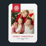 Red Snowflakes Tag Merry Christmas Photo Magnet<br><div class="desc">Celebrate the holiday spirit with our customisable photo Christmas magnet! Perfect for capturing your favourite festive moments, this magnet allows you to create a unique keepsake that showcases your family’s joy and love during the holiday season. This photo Christmas magnet features classic typography with a snowflake accent. Personalise by adding...</div>