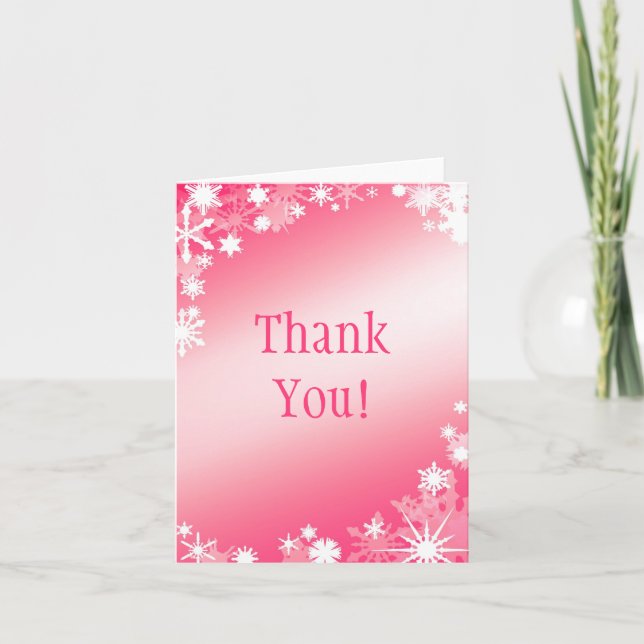Red Snowflakes Thank You Card (Front)