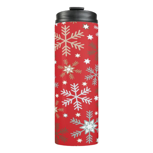 Red Snowflakes  Thermal Tumbler (Front)
