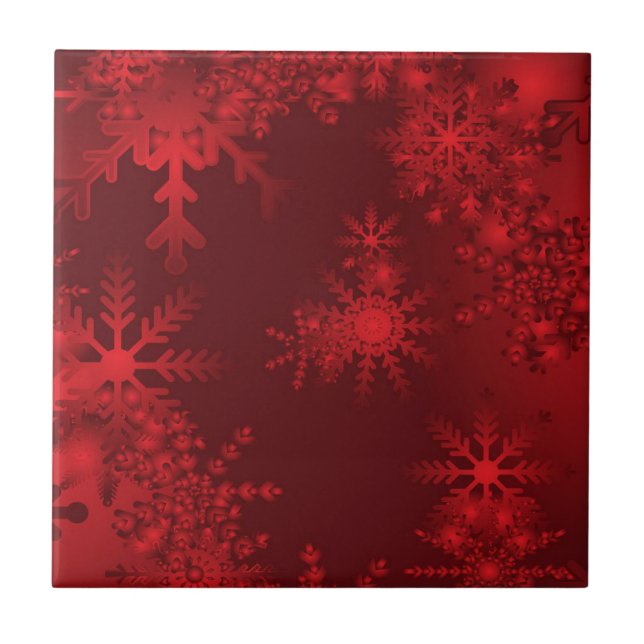 Red Snowflakes Tile (Front)