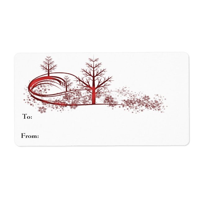 Red Snowflakes Tree Label (Front)