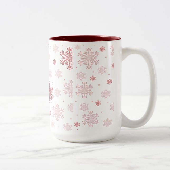 Red Snowflakes - Winter Hot Cocoa Mug (Right)