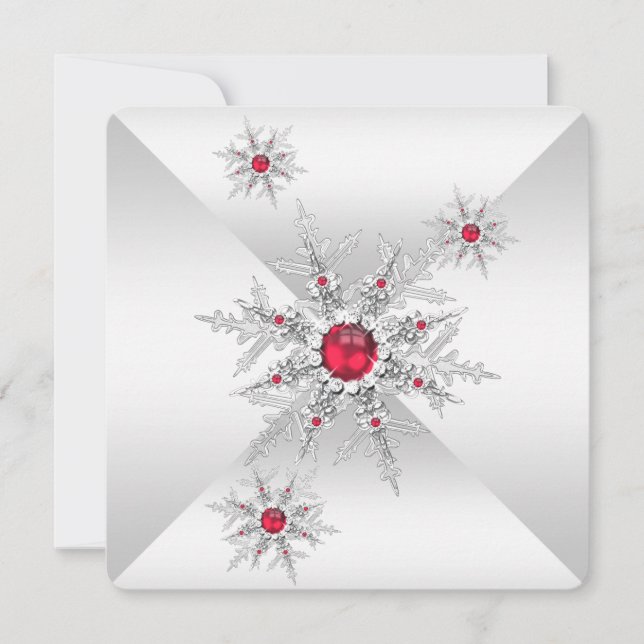 Red Snowflakes Winter Wonderland Birthday Party Invitation (Front)