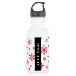 Red Snowflakes, Your name, Personalise 532 Ml Water Bottle