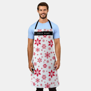 Red Snowflakes, Your name, Personalise Apron