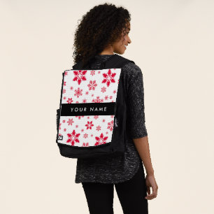 Red Snowflakes, Your name, Personalise Backpack
