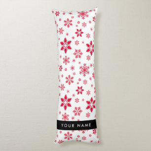 Red Snowflakes, Your name, Personalise Body Cushion