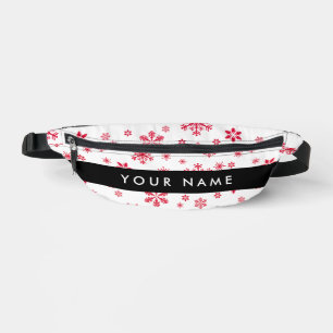 Red Snowflakes, Your name, Personalise Bum Bags