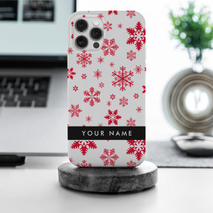 Red Snowflakes, Your name, Personalise iPhone 15 Pro Max Case