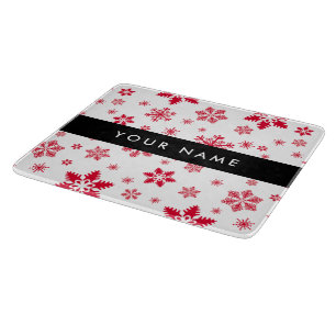 Red Snowflakes, Your name, Personalise Cutting Board