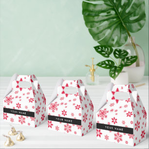 Red Snowflakes, Your name, Personalise Favour Box