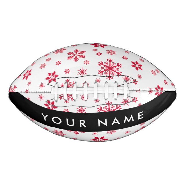 Red Snowflakes, Your name, Personalise Football (Front)