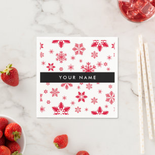 Red Snowflakes, Your name, Personalise Napkin