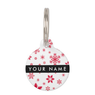 Red Snowflakes, Your name, Personalise Pet Tag