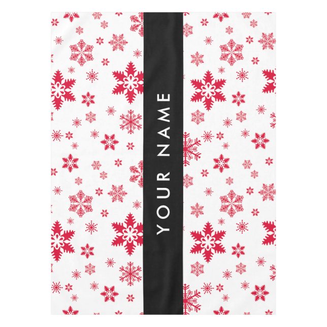 Red Snowflakes, Your name, Personalise Tablecloth (Front)