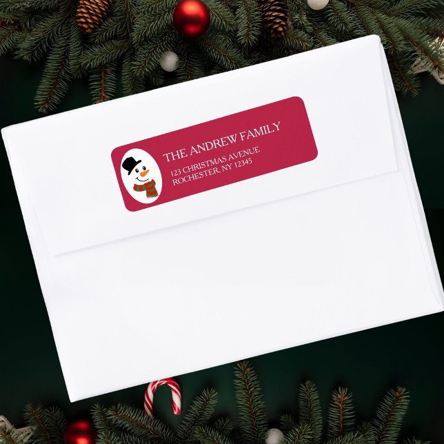 Red Snowman Christmas Adress Return Address Label (Creator Uploaded)