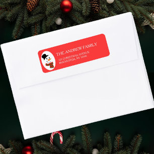 Red Snowman Christmas Adress Return Address Label