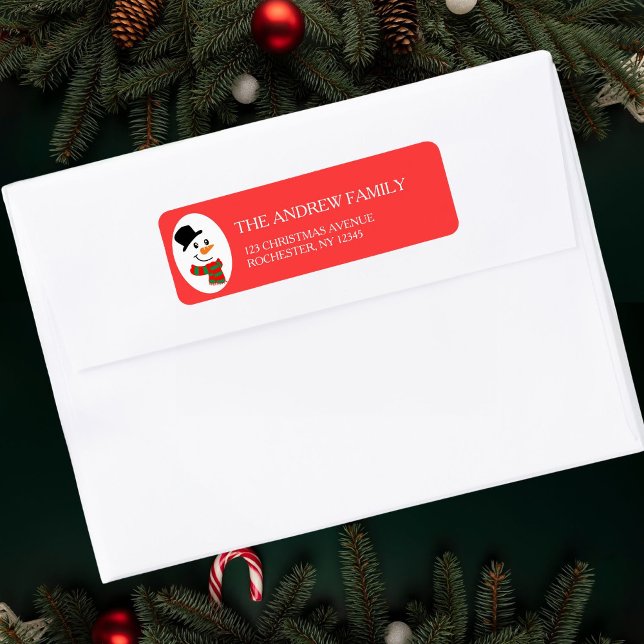 Red Snowman Christmas Adress Return Address Label (Creator Uploaded)