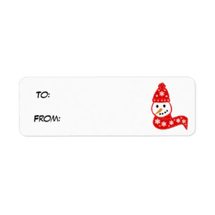 Red Snowman Gift Tag Label