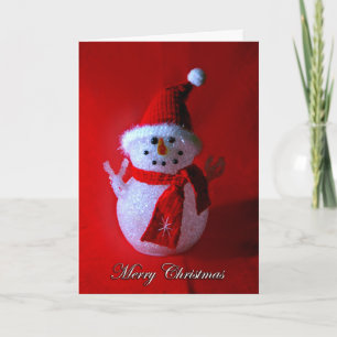 Red Snowman Merry Christmas Card