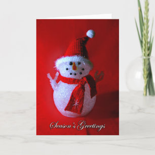 Red Snowman Seasons Greetings Card