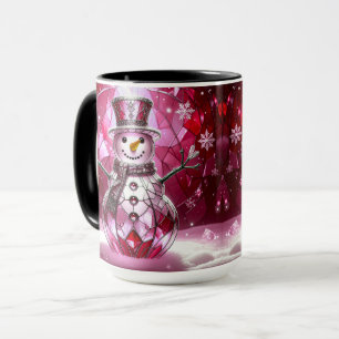 Red Snowman Snowflakes Holiday Mug
