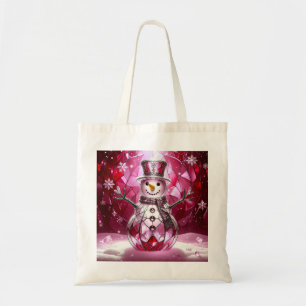 Red Snowman Snowflakes Holiday Tote Bag