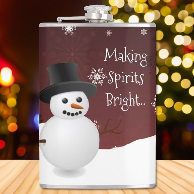Red Snowman Winter Scene Christmas Flask (Red Snowman Winter Scene Christmas Flask)