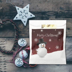 Red Snowman Winter Scenery Christmas Favour Bags