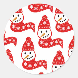Red Snowmen Scarves Stickers