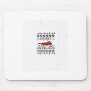 Red Snowmobile Holiday Sweater Merry Sledmas Ugly  Mouse Pad