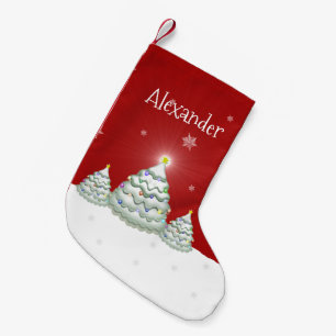 Red Snowy Christmas Tree Christmas Stocking