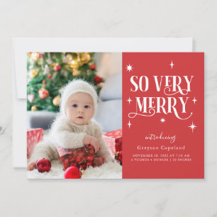 Red So Very Merry Holiday Baby Photo Announcement
