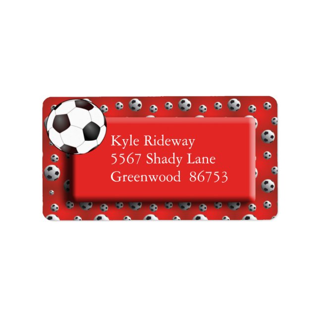 Red Soccer Ball Address Label (Front)
