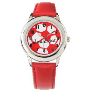 Red Soccer Ball and Name Watch