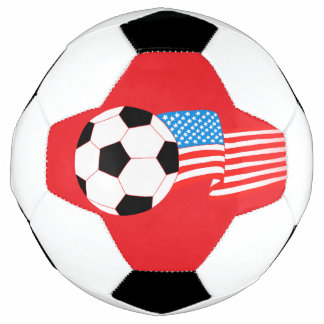 Red Soccer Ball Design With American Flag