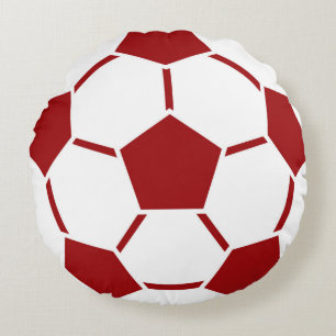 Red Soccer Ball Sports Team Round Pillow