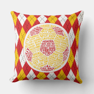 Red Soccer Ball Typography Throw Pillow