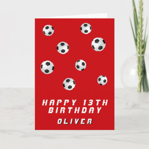 Red Soccer Balls Boy Happy Birthday Card