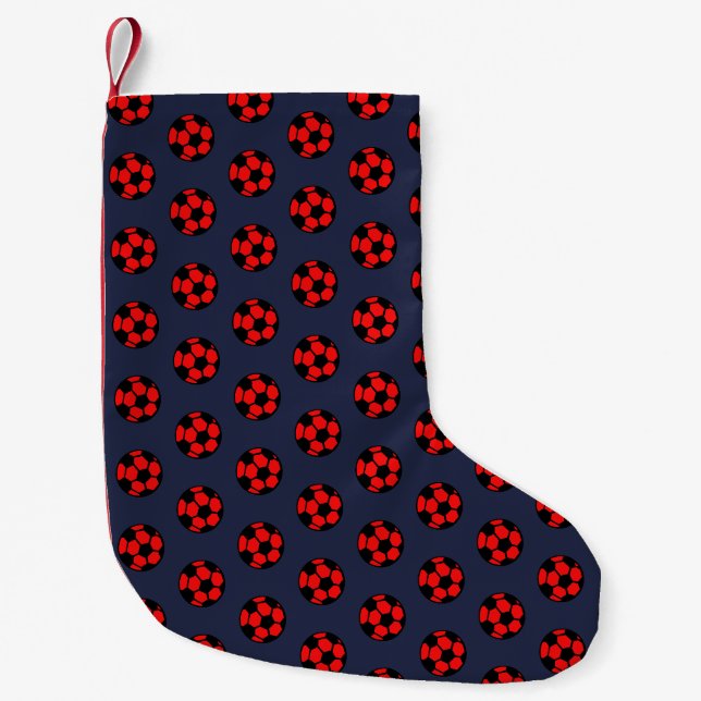 Red Soccer Balls Small Christmas Stocking (Front)