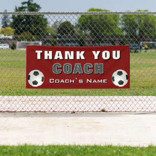Red Soccer Football Thank you Coach  Banner