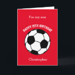 Red Soccer Sport 15th Birthday Card<br><div class="desc">A red personalised soccer 15th birthday card for him. You will be able to easily personalise the front of this soccer sport birthday card with his name. The inside card message and the back of the card can also be edited. This personalised soccer 15th birthday card would make a great...</div>